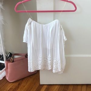 White Off-The-Shoulder Eyelet Top